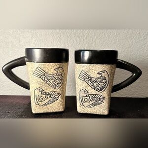 Two 5" Laurel Burch for Bella Casa Stoneware Coffee Tea Mug Birds - Signature